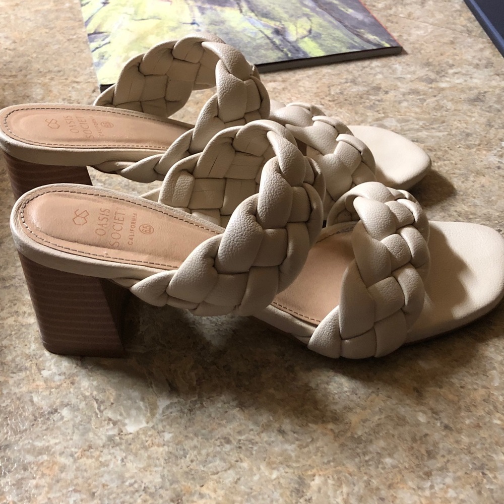 Oasis Braided Double-Strap Slide Mules - Cream - Picture 3 of 6